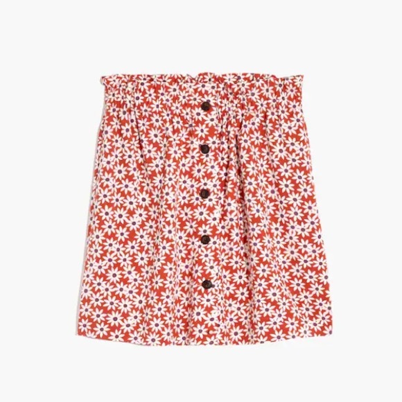 MADEWELL Paperbag Button-Front Mini Skirt in Falling Daisies, XL - Picture 3 of 9
